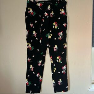 Jules & Leopold Women’s Black Ankle Pants with Floral Print Sz Medium